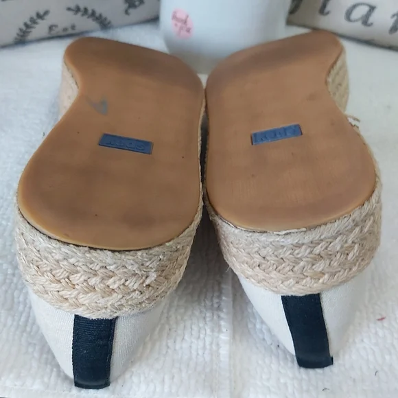 Y2K Keds beige canvas platform espadrilles loafers slip on shoes - Picture 13 of 15